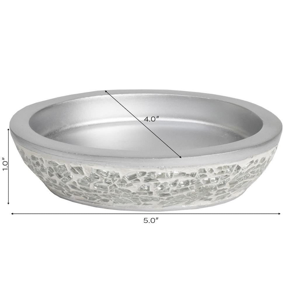 Hollywood Glam Silver Resin Circular Soap Plate