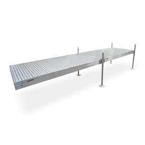 16 ft. Straight Aluminum Frame with Gray Titan Platinum Series Complete Dock Package for DIY Docks and Boat Dock Systems