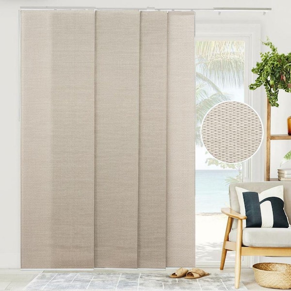 Woven Sandshell Light Filtering Adjustable Sliding Panel Track Blind W/ 23 in Slats Up to 86 in. W x 96 in. L