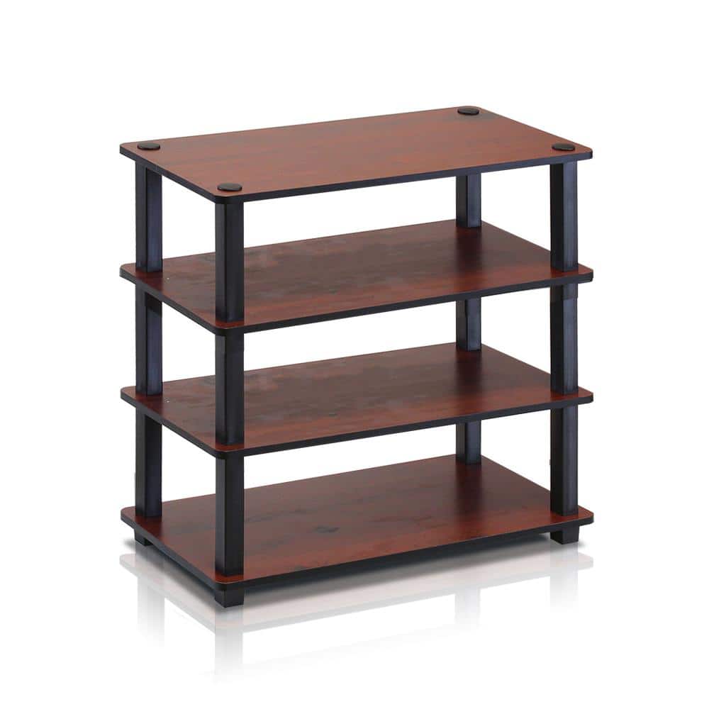 Dark Cherry and Black 4-Tier Stackable Shoe Rack