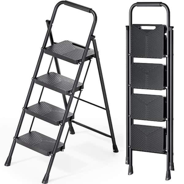 4 ft. Metal Lightweight Step Ladder (9 ft. Reach) with Anti-slip Pedals, 500 lbs. Load Capacity Type IAA Duty Rating