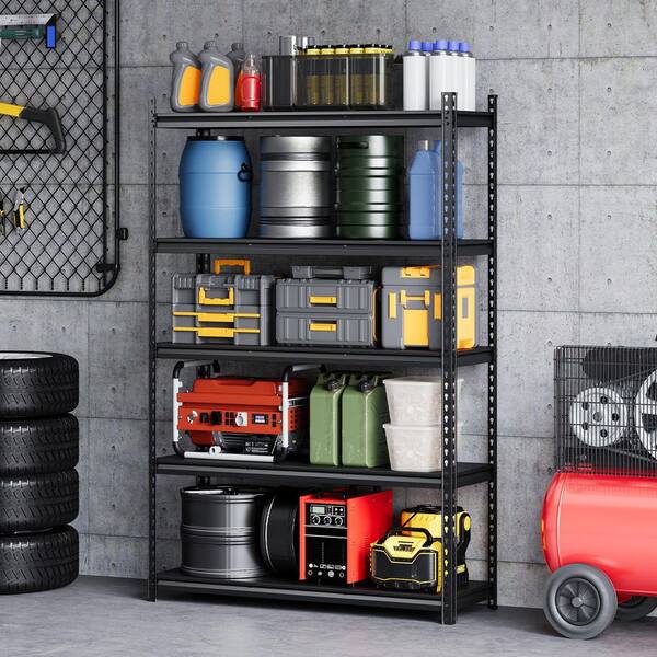 5-Tier Storage Shelves, 35.5" X 12" X 72" Height Adjustable Metal Storage Utility Rack Shelf, Black / 3 - View #2