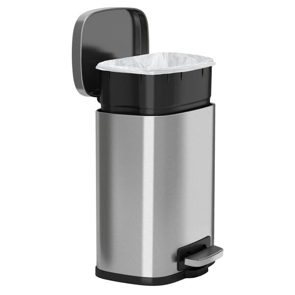 Home Removable Stainless Steel Rubbish Bin Pedal Waste Trash Can With Handle 