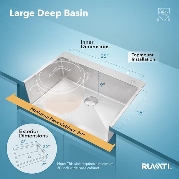 Have a question about Ruvati Tirana Pro 27 in. Drop-in Topmount