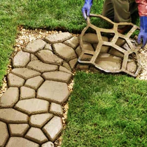 Black Plastic Square DIY Stepping Stone Mold for Pathways and Patios