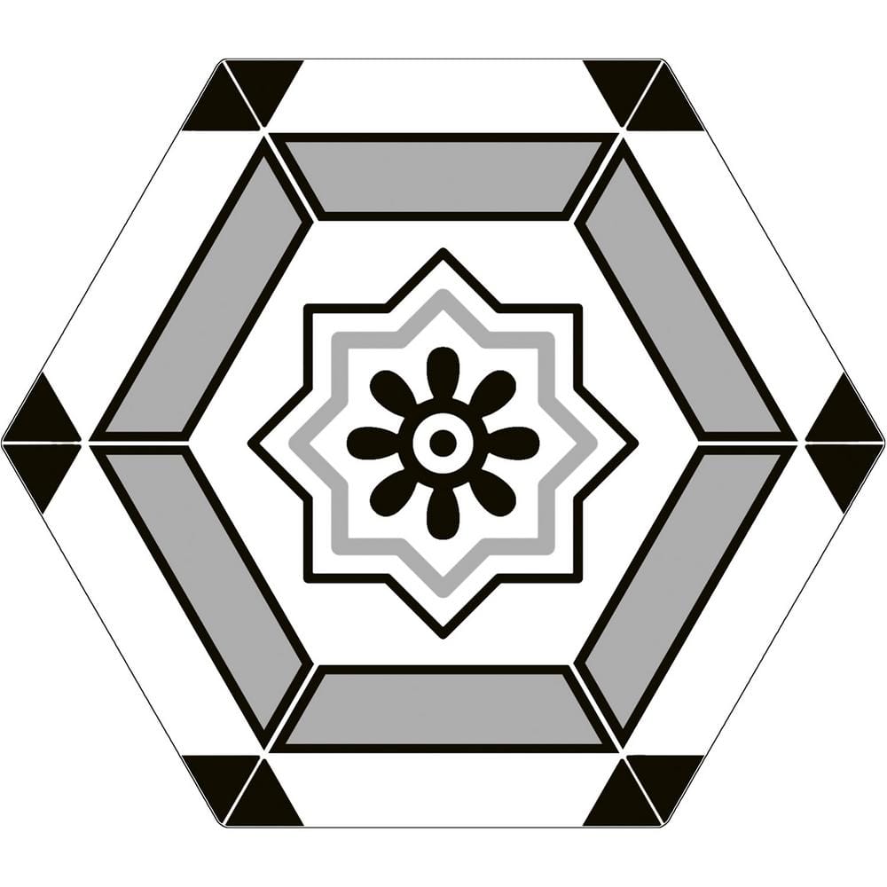 Trafale Jalton Grey 8 in. x 9 in. Hexagon Encaustic Matte Porcelain Floor and Wall Tile Sample price history on PriceWatchPro