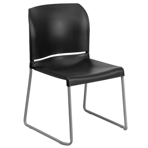 Flash Furniture Plastic Stackable Chair in Black