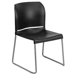 Hercules Plastic 880 lb. Capacity Ergonomic Stack Chair in Black with Gray Powder Coated Sled Base