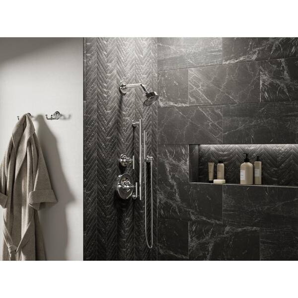 KOHLER Purist 1-Spray Patterns with 2.5 GPM 4 in. Wall Mount Fixed Shower Head in Matte Black