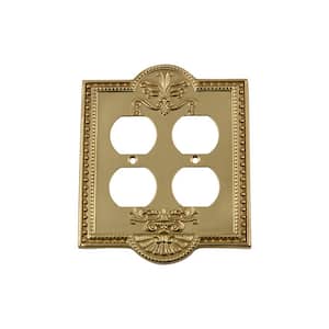 Brass 2-Gang Duplex Outlet Wall Plate (1-Pack)