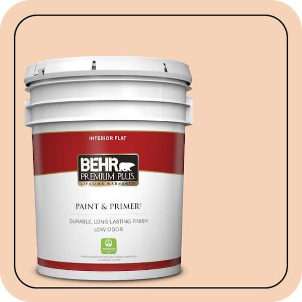 BEHR PREMIUM PLUS 5 gal. #280C-2 Serene Peach Flat Low Odor Interior Paint & Primer