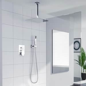 1-Spray Patterns with 1.8 GPM 12 in. Ceiling Mounted Dual Shower Heads in Polished Chrome