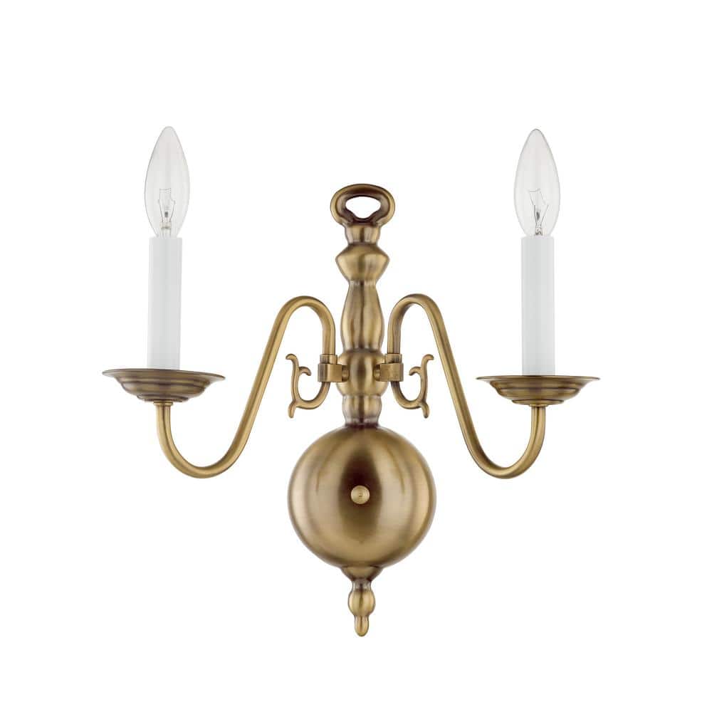 Williamsburgh Antique Brass 2-Light Dimmable Wall Sconce