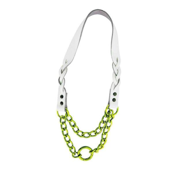 Platinum Pets 15 in. Braided White Leather Martingale in Lime