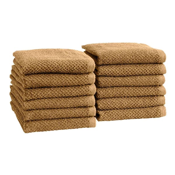 Mocha 12-Pack Cotton Quick-Dry Washcloth Set