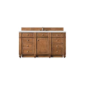 Bristol 60 in. W x 23.5 in. D x 34 in. H Single Bathroom Vanity in Saddle Brown with Ethereal Noctis Quartz Top