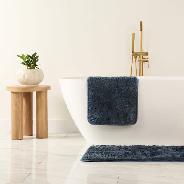 Becky Cameron Ultra Soft 24 in. x 17 in. Navy Plush Bath Mat LLP