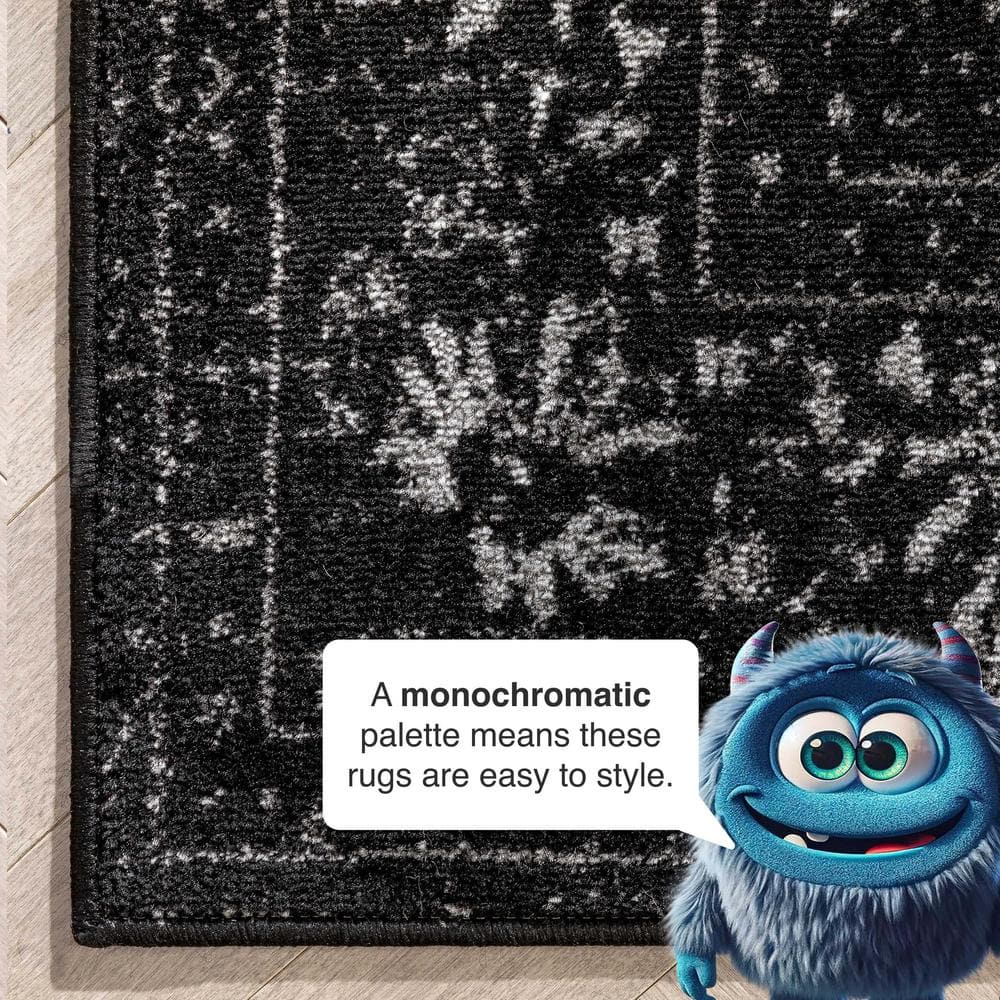 Zazzle Vintage Modern 5' x 7' Black Synthetic Area Rug