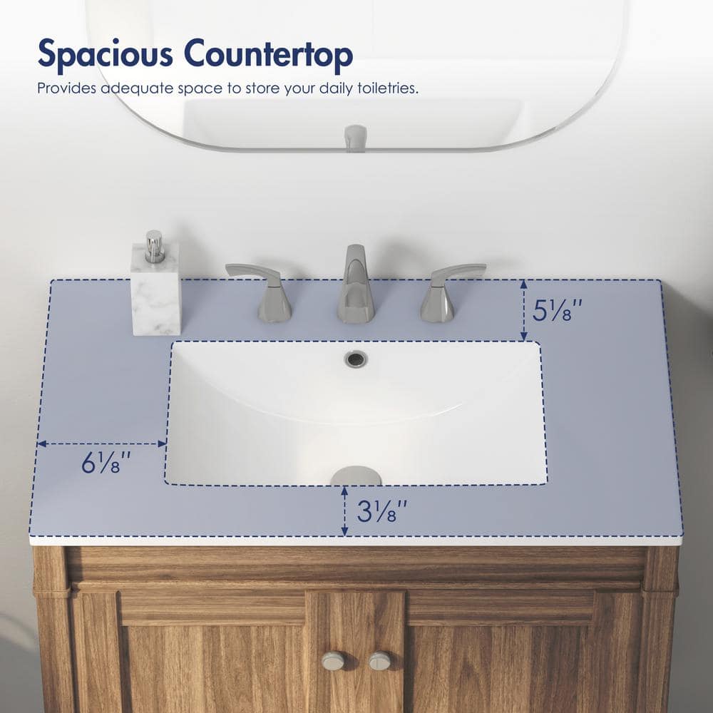Tucson 30" White Ceramic Rectangular Single Vanity Top Sink