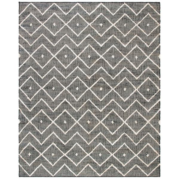 SAFAVIEH Kilim Charcoal/Natural 8 ft. x 10 ft. Geometric Diamonds Area