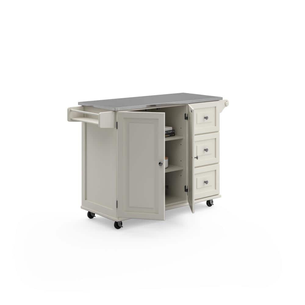 Stainless Steel Top Rectangular Kitchen Cart with Spice Rack and Storage