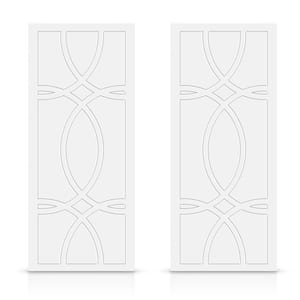 72 in. x 80 in. Hollow Core White Stained Composite MDF Interior Double Closet Sliding Doors