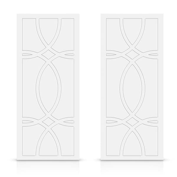 CALHOME 48 in. x 84 in. Hollow Core White Stained Composite MDF Interior Double Closet Sliding Doors