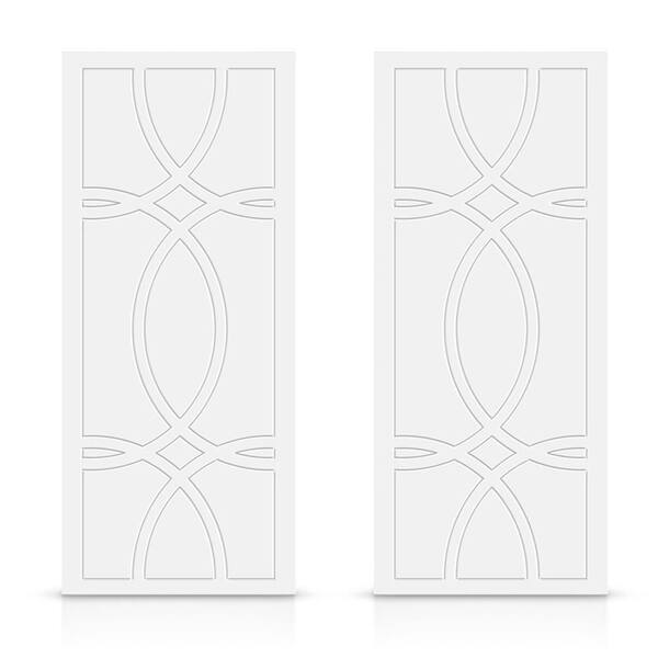 CALHOME 84 in. x 96 in. Hollow Core White Painted Composite MDF Interior Double Closet Sliding Doors