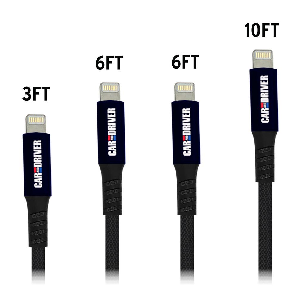 Apple MFI Certified Premium Black Nylon Braided Lightning to USB Cable Chargers (4-Pack)