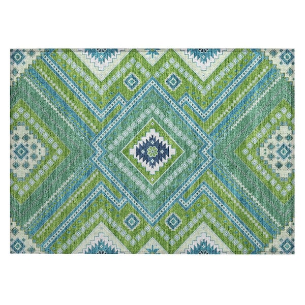 Addison Rugs Chantille Machine Washable Indoor/Outdoor Abstract ACN1010 Lime 1 ft. 8 in. x 2 ft. 6 in. Area Rug