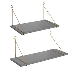 Vista 24 in. x 10 in. x 10 in. Gray/Gold Decorative Wall Shelf Set