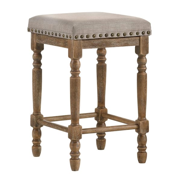 Acme Furniture Farsiris Counter Height Stool in Beige Fabric and