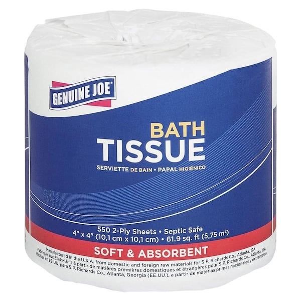 Genuine Joe Embossed Roll Bath Tissue 2-Ply (550-Sheet/Roll)