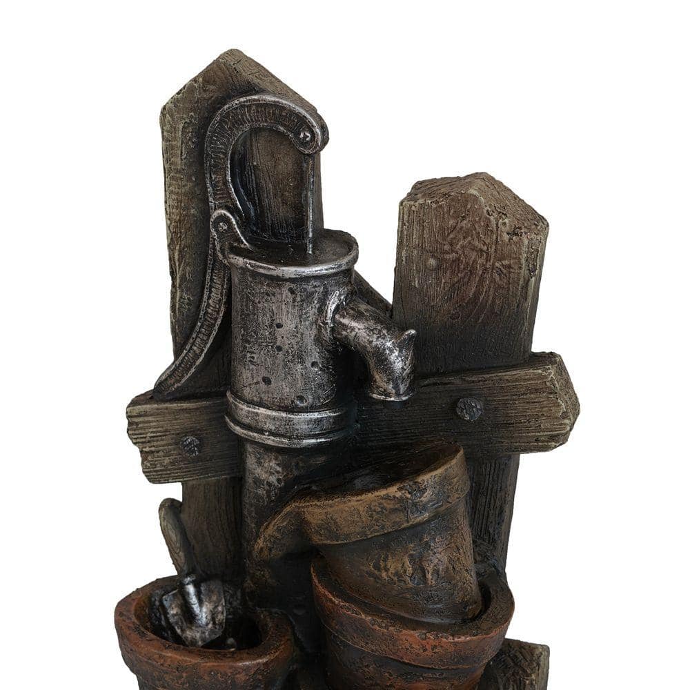 "7.7x3.9x13.6"" Brown and Gray Water Fountain with Antique Water Pump Design and LED Light" price history on PriceWatchPro