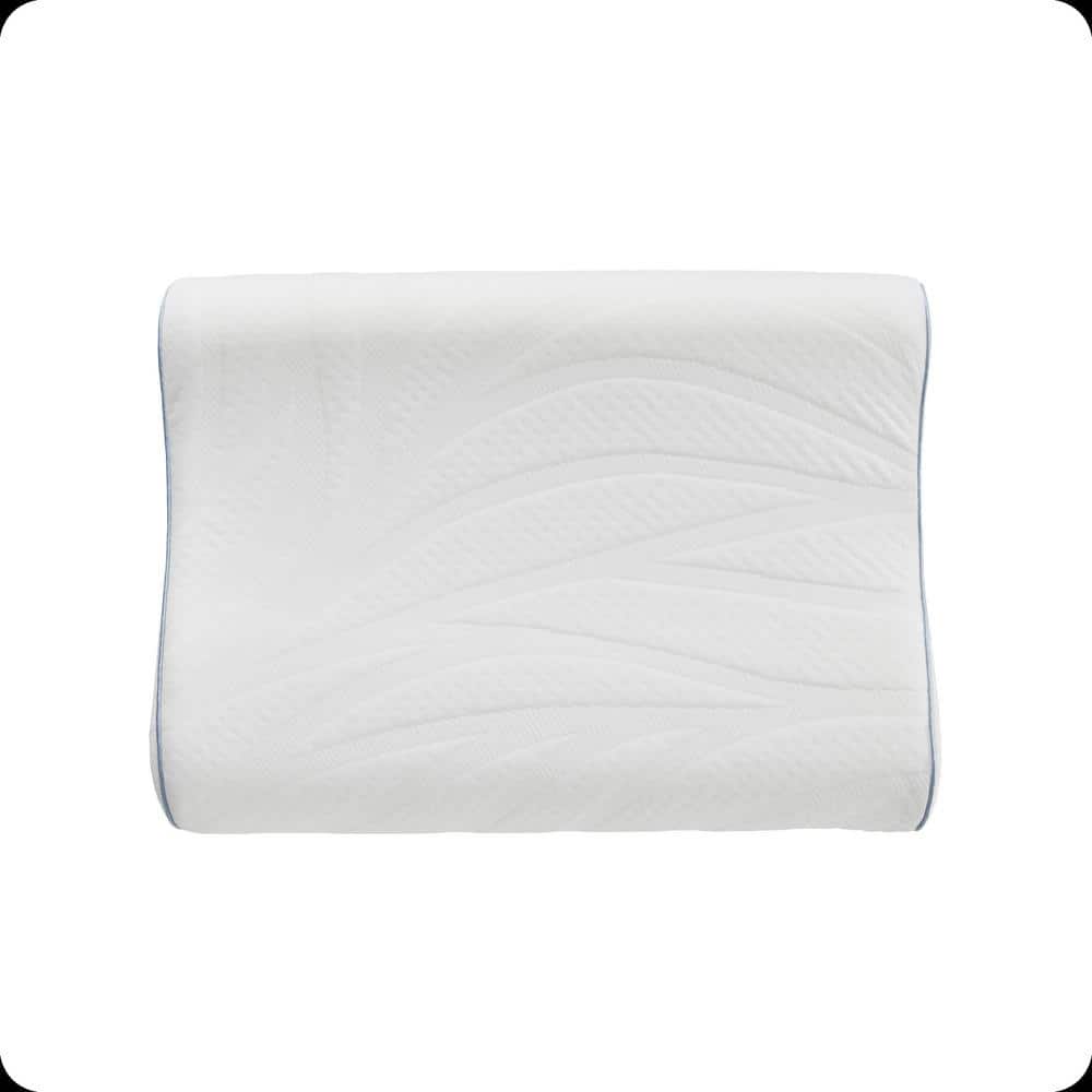 White Contour Memory Foam Pillow with Cooling Cover