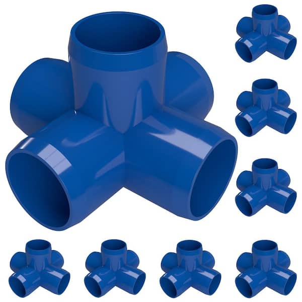 Formufit 3/4 in. Furniture Grade PVC 5-Way Cross in Blue (8-Pack)