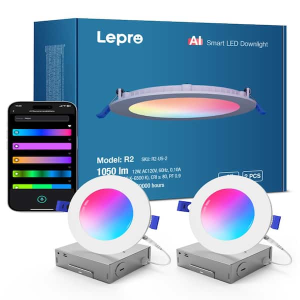Lepro 6 in. 12W 1050 LM Smart RGBCCT Canless Integrated LED