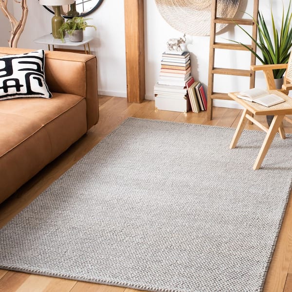 Natura 4 ft. x 4 ft. Silver Textured Solid Square Area Rug