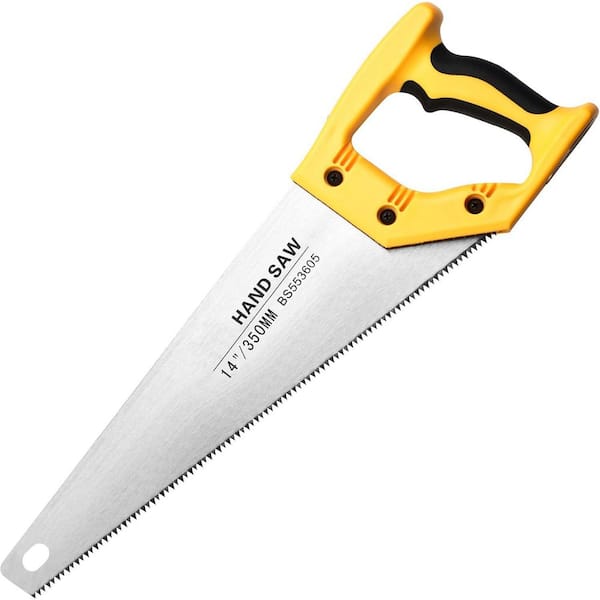 14 in. Fine-Cut Hand Saw with Ergonomic Non-Slip Handle for Wood, Plastic Pipes, and Drywall Cutting