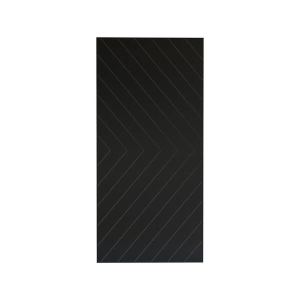 TRUporte Sherwood Arrow Design 42 in. x 88 in. Chocolate Ash Finished MDF Sliding Barn Door with Hardware Kit in Black