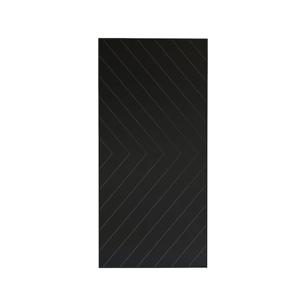 TRUporte Sherwood Chevron Design 42 in. x 88 in. Chocolate Ash Finished MDF Sliding Barn Door with Hardware Kit in Satin Nickel
