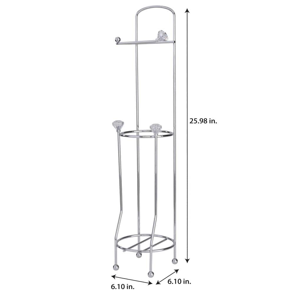 Chrome Crystal Design Freestanding Toilet Paper Holder with Storage