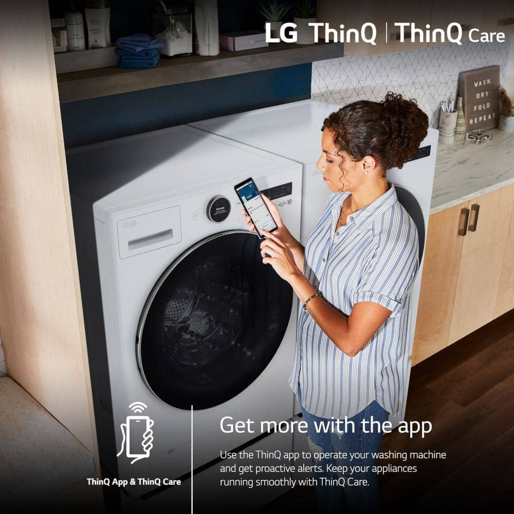White High Efficiency Smart Front Load Washer with Steam Setting