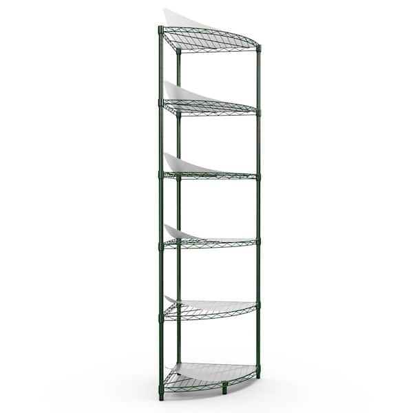 Tunearary 18 in. W x 72 in. H x 18 in. D 6 Tier Heavy-Duty Steel Triangle Garage Storage Shelving Units in Green
