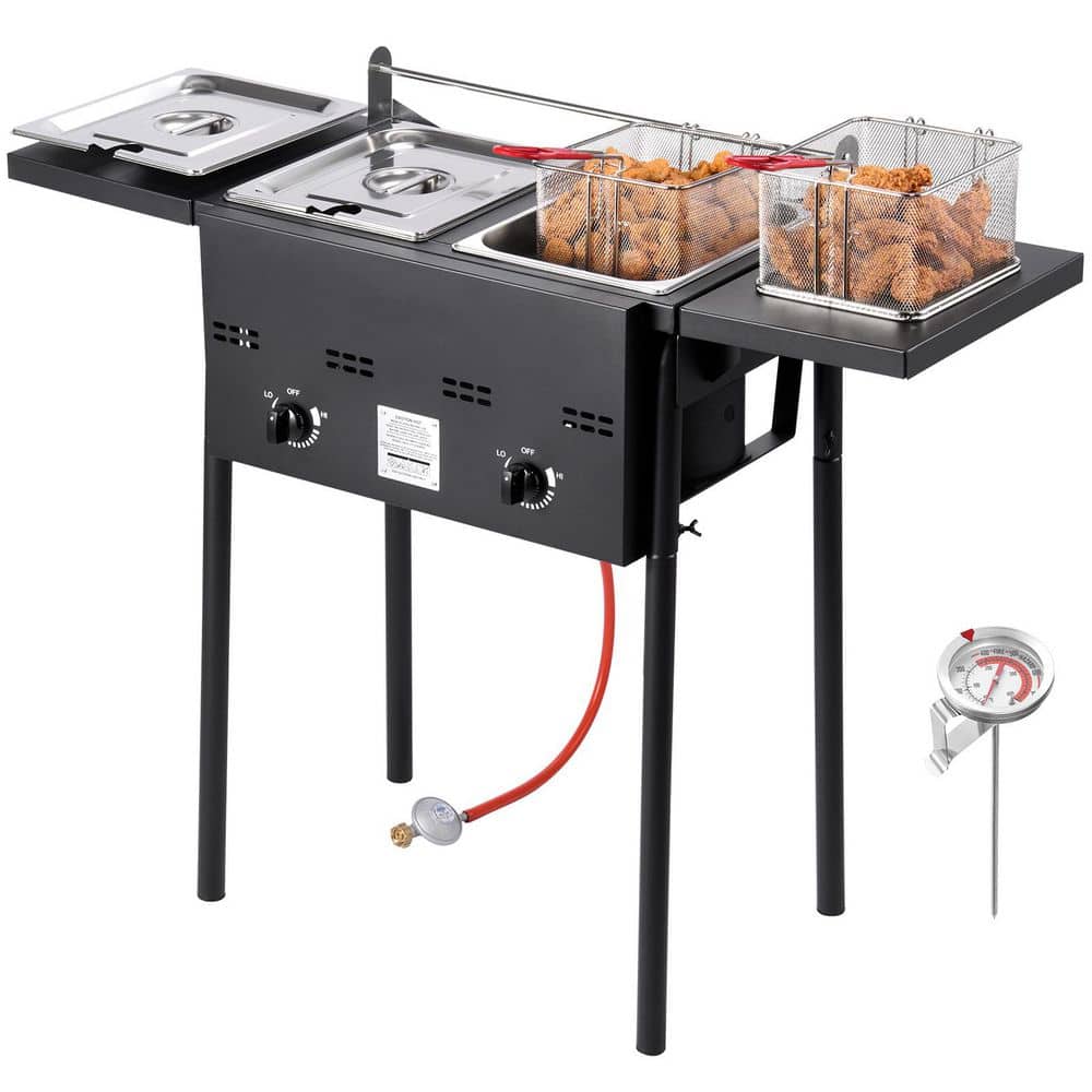 Outdoor Propane Deep Fryer, Double Burners, 16 qt. Stainless Steel Fryer with Removable Baskets, Lids and Tanks price history on PriceWatchPro