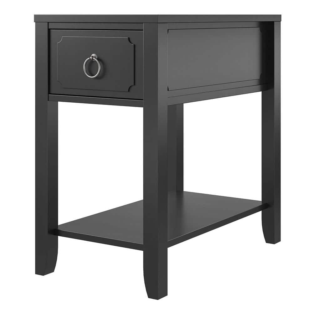 Majesty Black Narrow Side Table with Sophisticated Storage