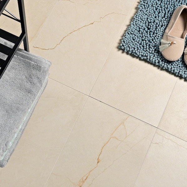 Marmo Beige 11.81 in. x 23.62 in. Matte Marble Look Porcelain Floor and Wall Tile (11.62 sq. ft./Case)