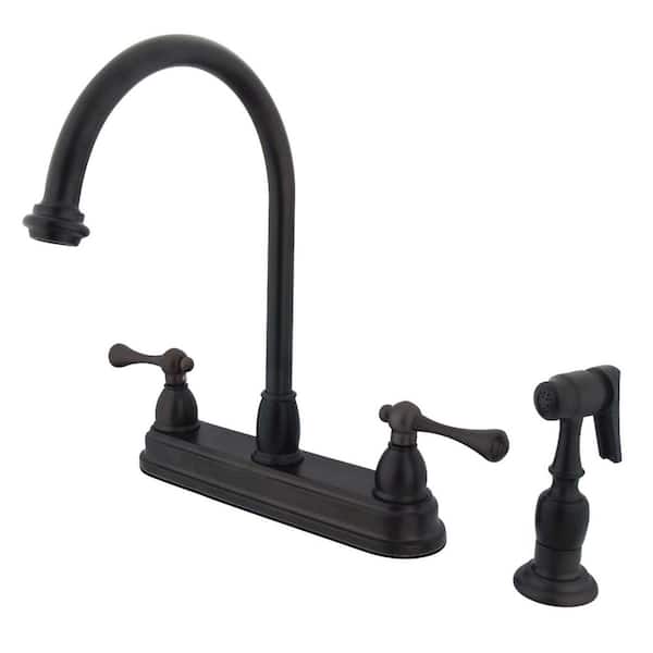 Kingston Brass Vintage 2-Handle Deck Mount Centerset Kitchen Faucets with Side Sprayer in Oil Rubbed Bronze