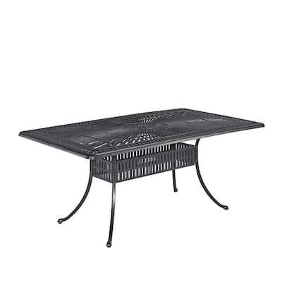 Grenada Charcoal Gray Cast Aluminum Rectangular Outdoor Dining Table