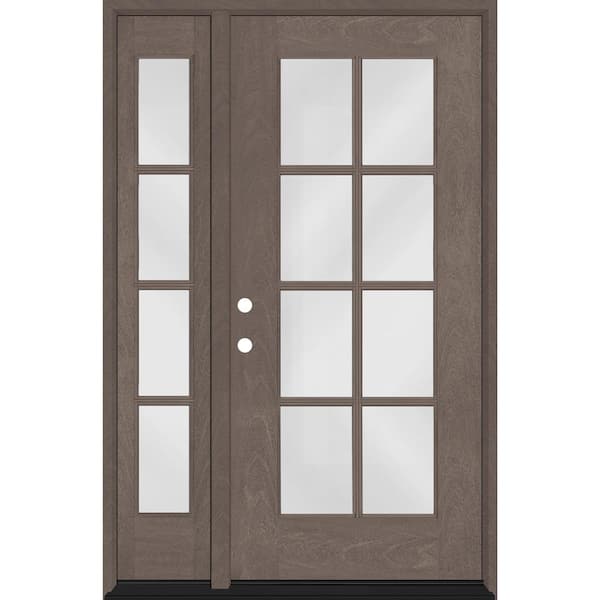 Steves & Sons Regency 51 in. x 80 in. Full Lite 8 Lite Clear Glass RH Ashwood Stain Mahogany Fiberglass Prehung Front Door w/12in.SL